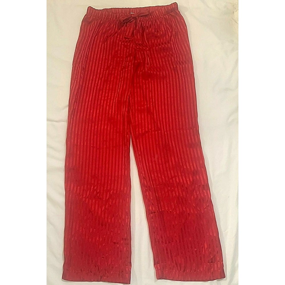 Victoria's Secret Womens Silky Satin Lounge Pants Red Striped Size Small S